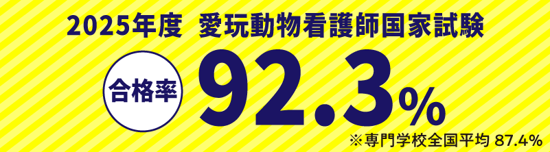 愛玩動物看護師試験国家資格合格率92.3％